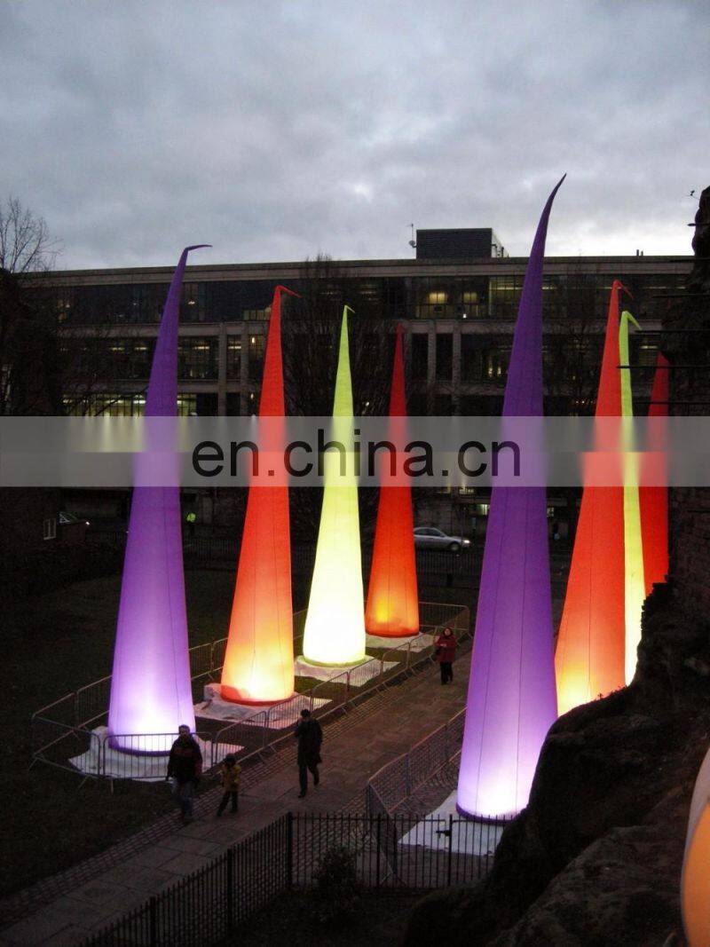 custom print inflatable light cone for wedding decoration