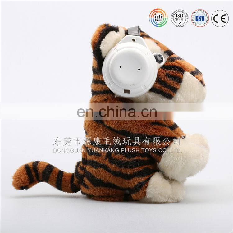 Electronic plush baby tiger for kids musical plush tiger with earphones
