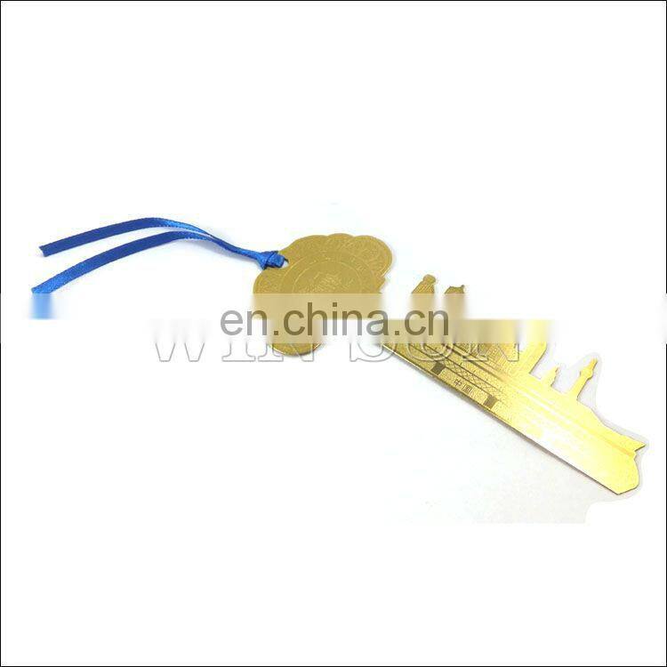 Custom fancy metal leaf bookmark with elegant logo