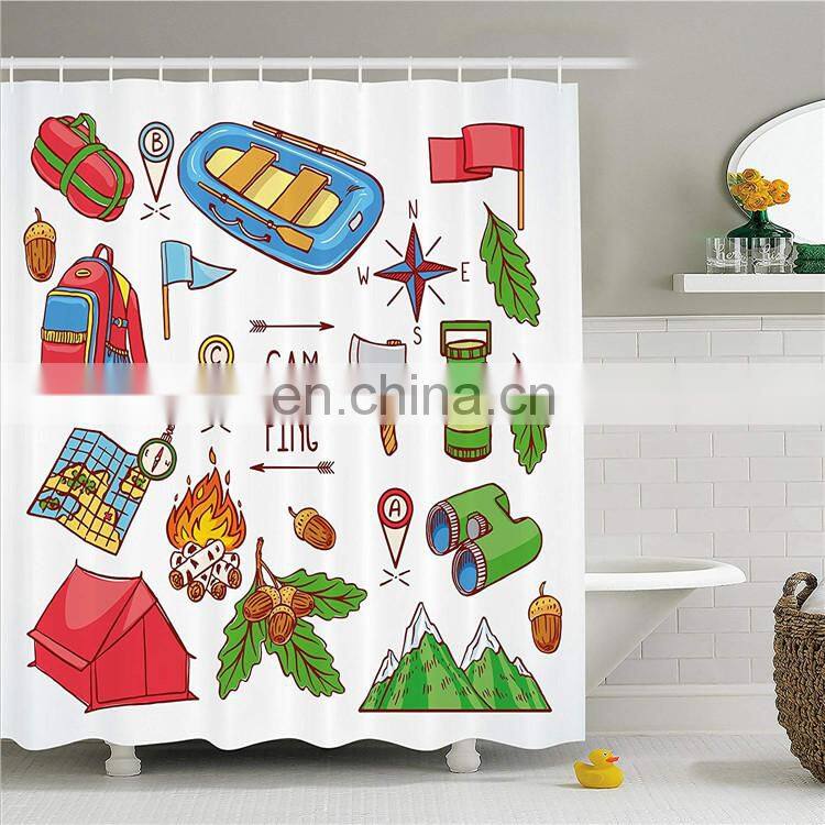 Unique High quality Fabric No liner needed Printed Shower Cutains