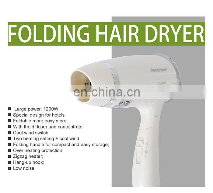Honeyson oem cheap hotel guest room low watt hair dryer