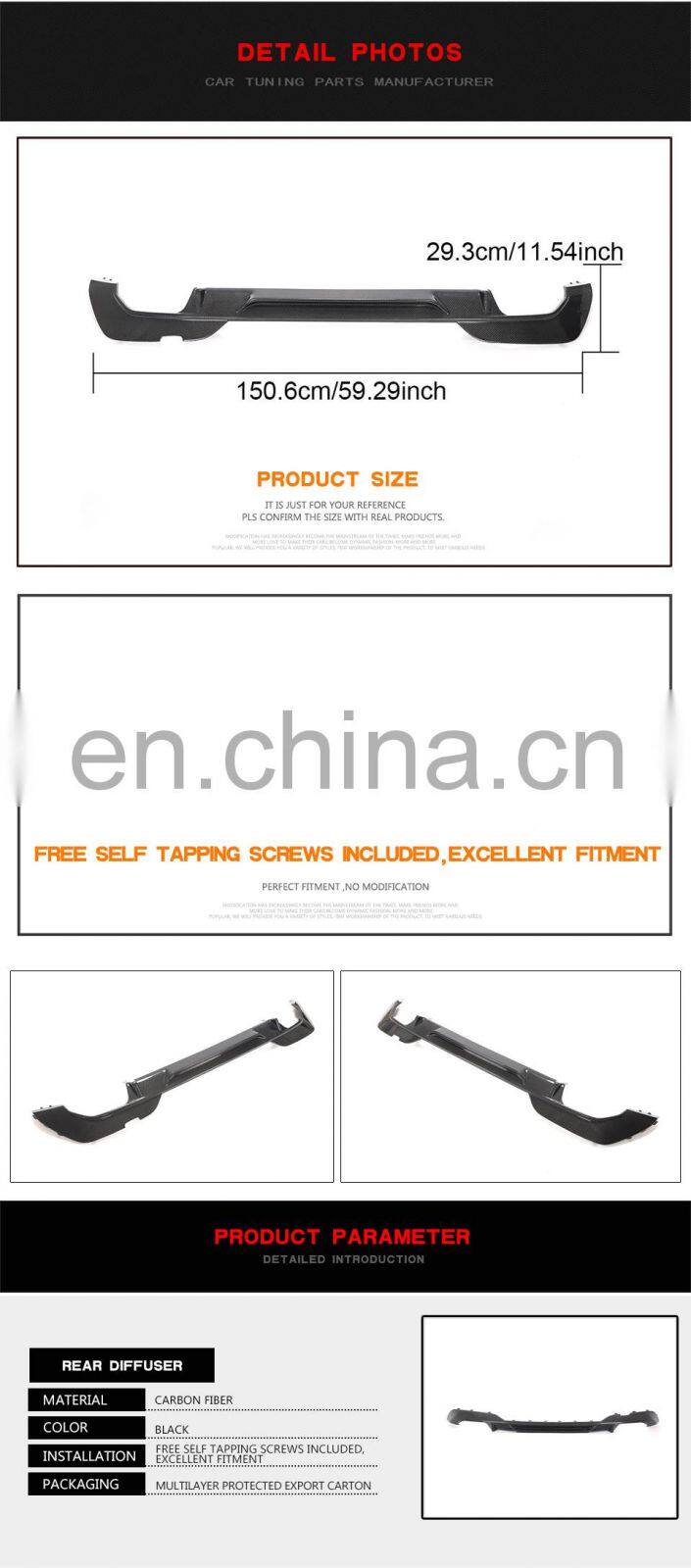 Easy installation top selling carbon fiber rear diffuser for BMW 3 series G20 G28 M-sport 2020