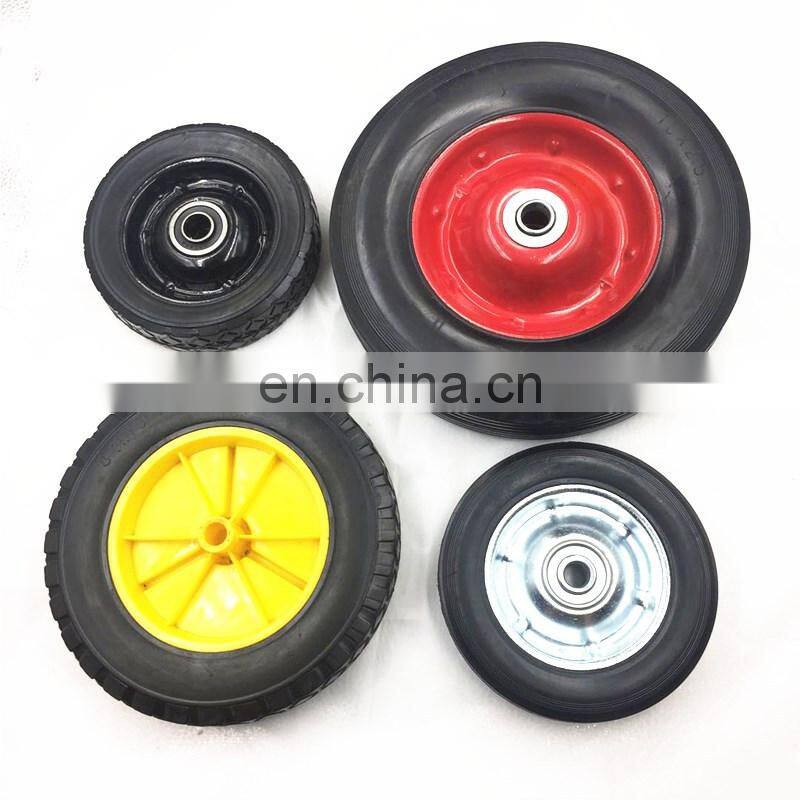 Custom cast iron wheel hub solid rubber shopping trolley wheels