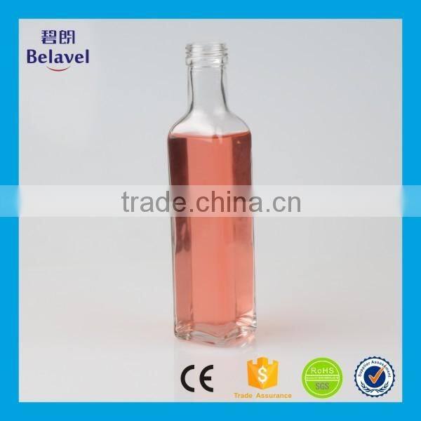 High quality 250ml clear square glass olive oil bottle