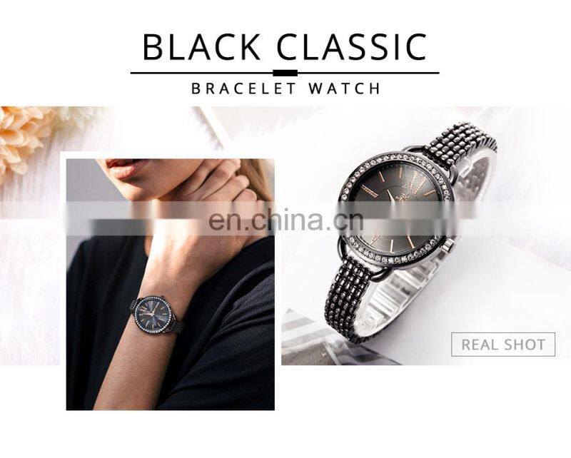SHENGKE K0089L Light Luxury Feminine Watchs Noctilucous Big Needle Hand Watchs Classic Quartz Bracelet Watch