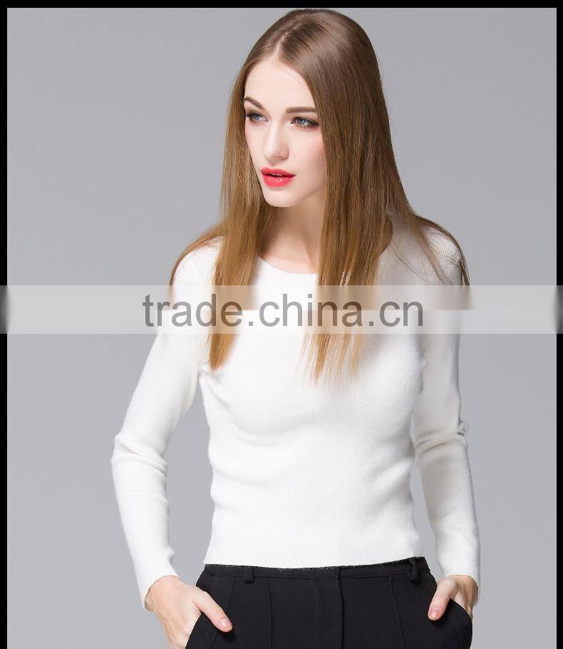 Fashion design custom woolen knit sweater pullover collar for young ladies