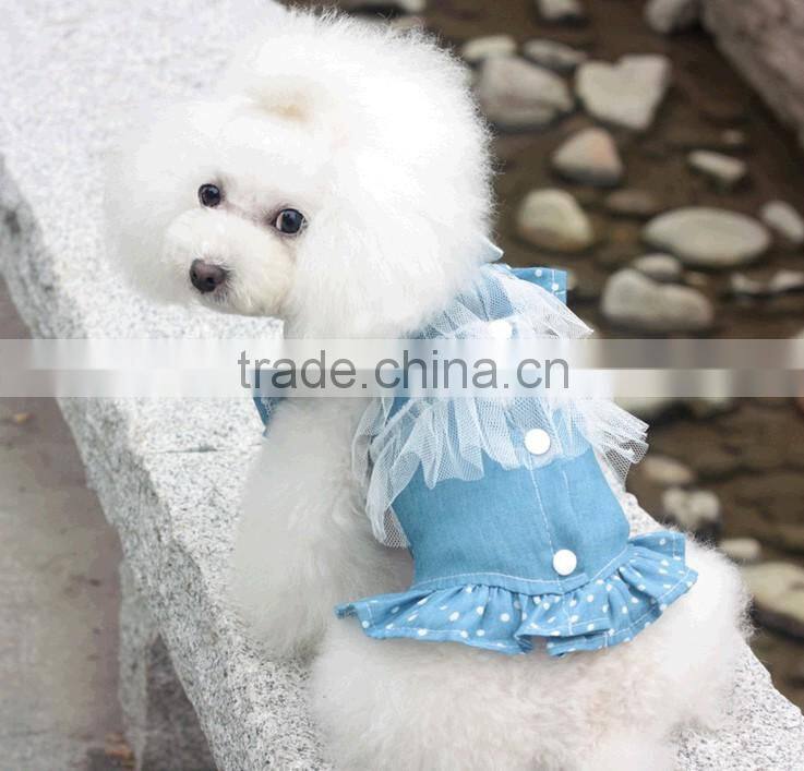 Summer jean with lace pet dog accessories pet clothes puppy clothes