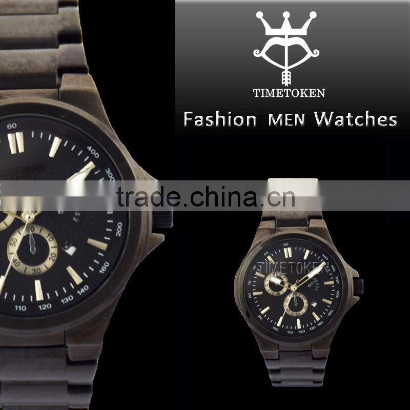 Chronography Sports Quartz Men Watches Stainless Steel Water Resistant Watch With Date Window Frame