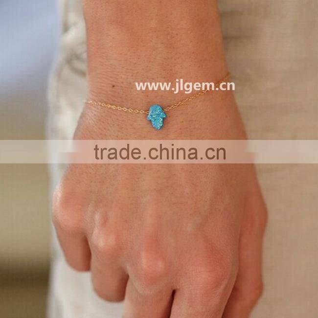 unisex 925 sterling silver bangle opal hamsa hand charms bracelet for Euorpe and Amerian
