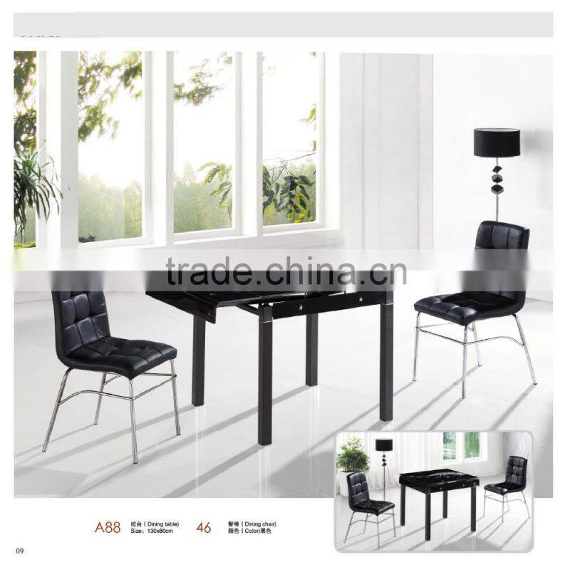 black simple glass dining table 6 chairs set factory sell directly YY3
