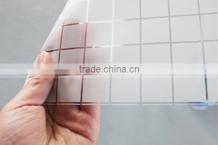 Suzhou home decor PET adhesive stained white square glass window film with best supply