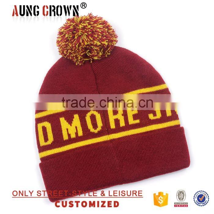 Custom logo winter knitted boys 100% acrylic beanie