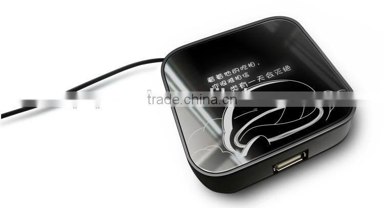 Computer mirror usb 2.0 hub 4 port with light-up logo