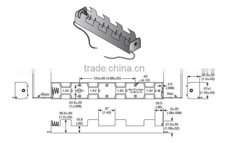 4 "D" Battery Holder with Wire Leads,D battery holder,BH145A battery holder ,battery holder
