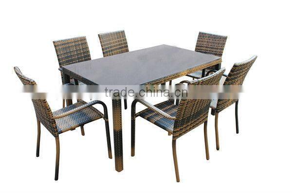 New Dining Table Sets PE Rattan Changed Color Rattan