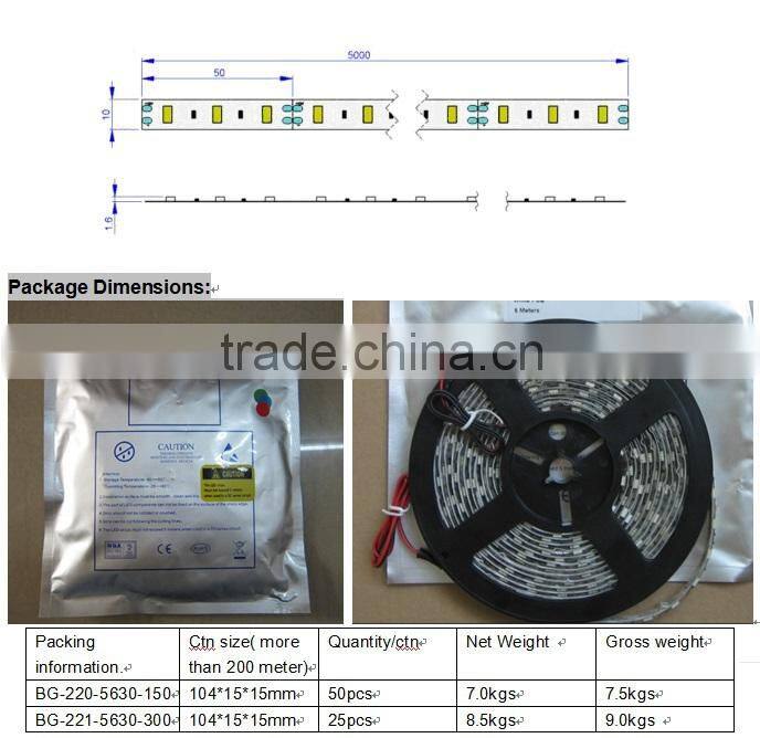 Cheap Price 5630SMD 60Leds LED Strip Light 10MM Width DC12V White 2OZ PCB High Quality