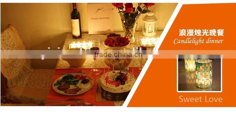 Snowman Shape Mosaic Glass Hanging Lantern for Christmas Outdoor Decoration