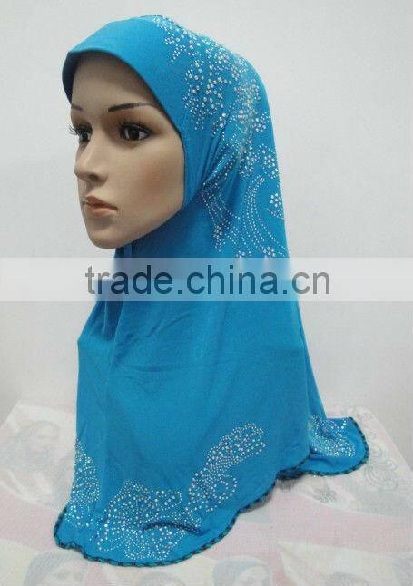 H123 new design one piece muslim hijab with rhinesones