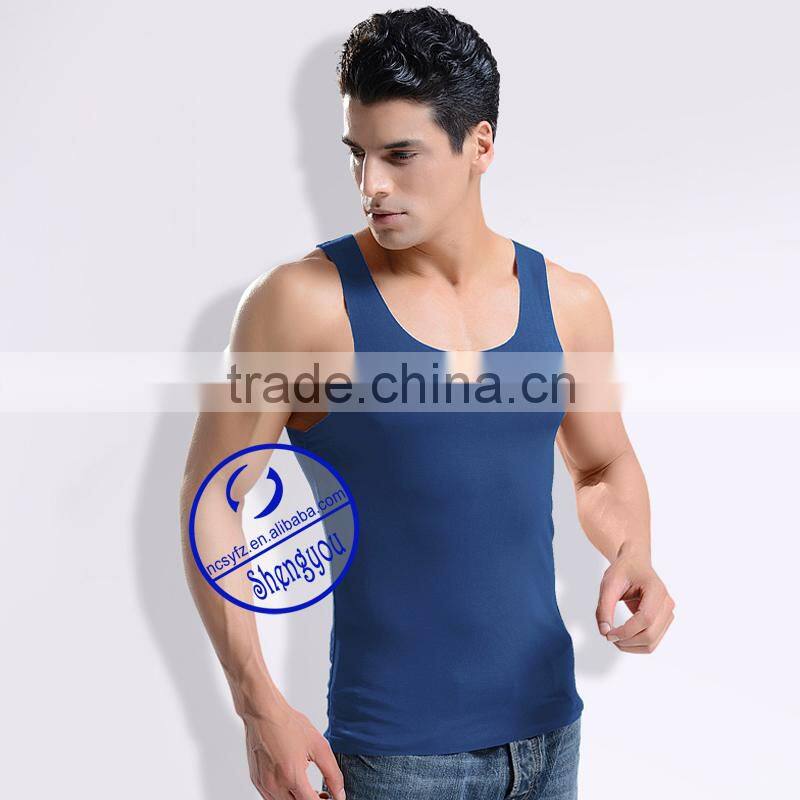 Custom wholesale 100% cotton blank mens gym tank top