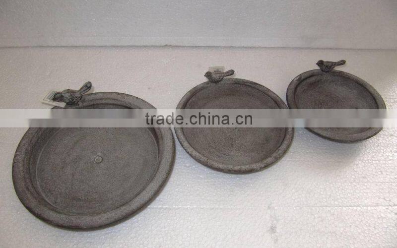 Vintage bird feeder antique metal garden tray