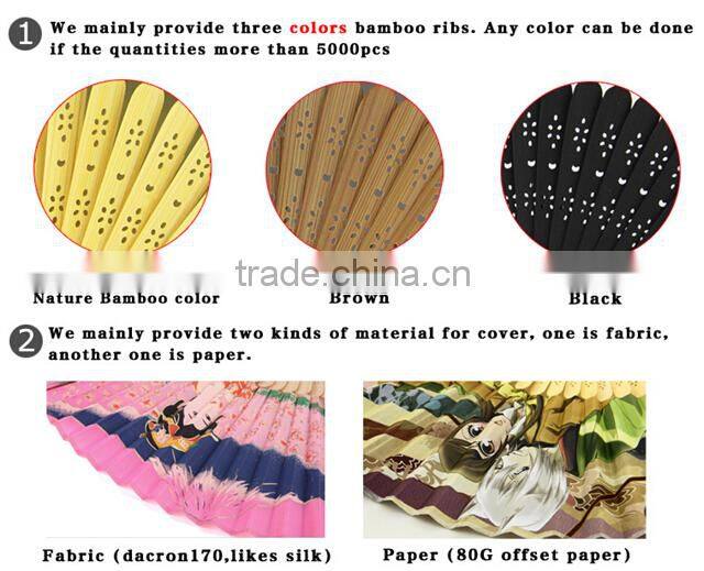 Popular foldable souvenir bamboo hand fan for wedding