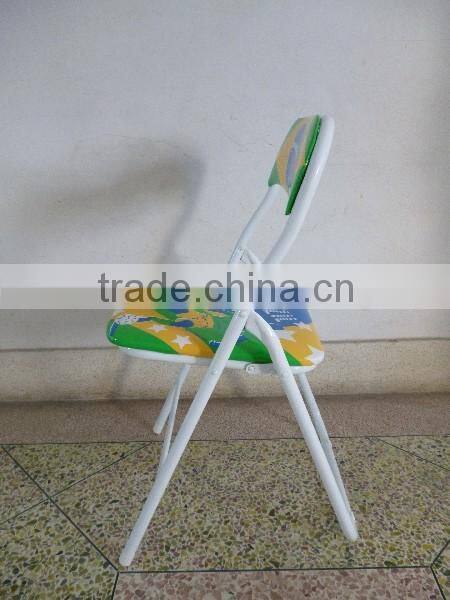 Metal folding chair with PVC cushion seat for living room furniture