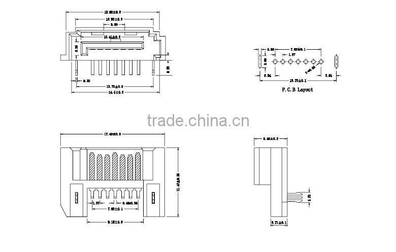 1.27mm SATA Male 7PIN 90 Degree Dip Type