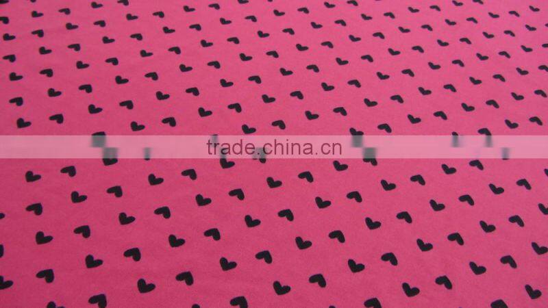 rose red heart polyester print lycra swimwear fabric