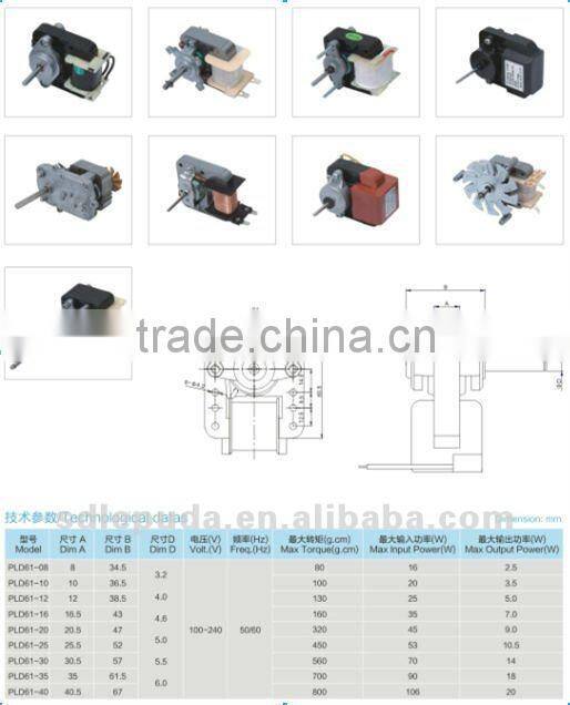 PLD fan parts fan motor PLD61-25 can match with gear box