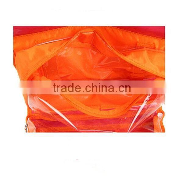 yellow Nylon Mesh Travel Cosmetic Bag With Handle