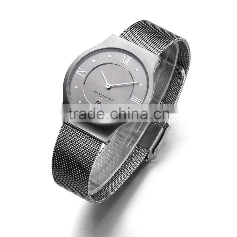 Japan movement Stainless Steel SLIM Watches Unisex in IP Gun