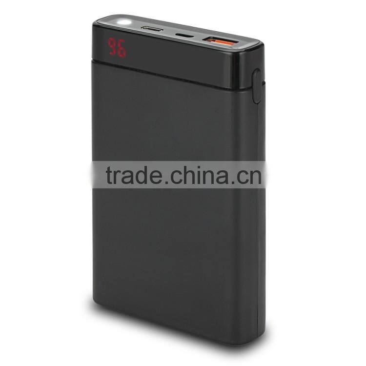 newest 10000mAh altra-slim QC2.0 power bank with led light and led display