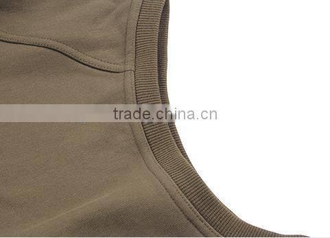 wholesale mens pure color zipper sleeveless gym hoodie