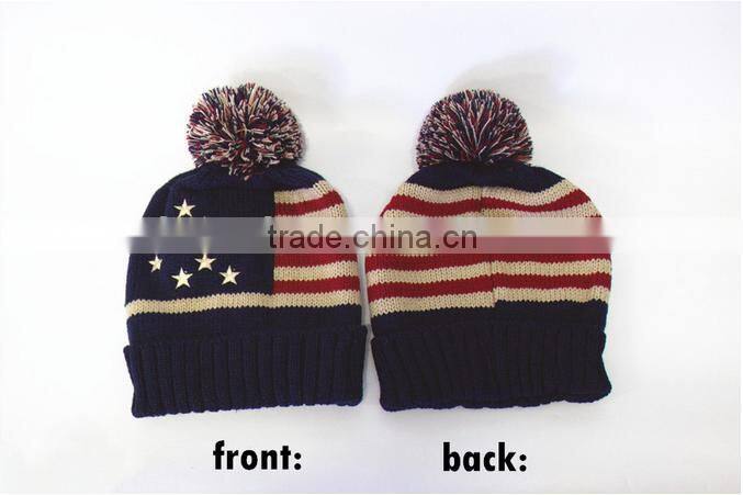 Winter Ski Beanies Knit Hats with Pom Pom for Lady