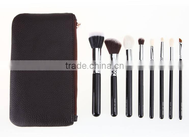 custom private label 8 piece makeup brush set with luxury pouch