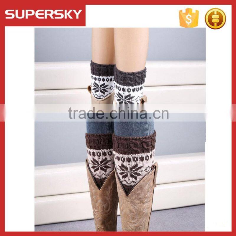 F260 cute women winter boot cuff snow flake pattern
