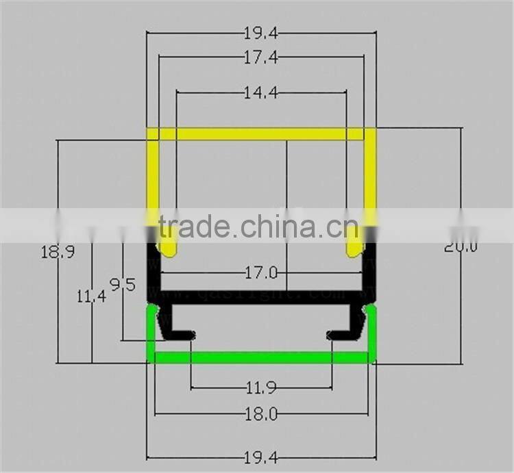 QS-A57 19x19mm LED Aluminium Profile With Flange Used For Pendant light