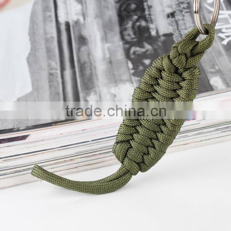 army green ladder weave paracord keychain, paracord keyring
