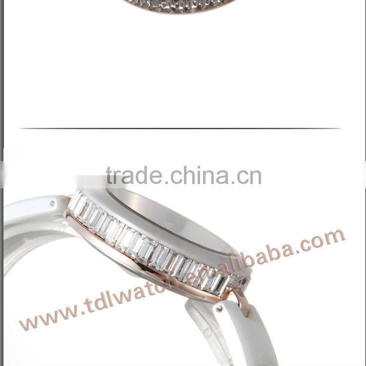 2015 Hot Selling Fashion Sapphire Crystal Fashion White Ceramic Watch