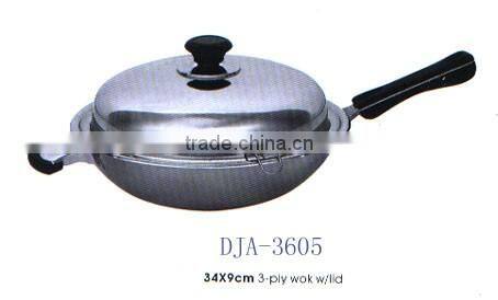 AH3602 32CM 34CM 36CM 38CM STAINLESS STEEL 201 CHINESE WOK SET