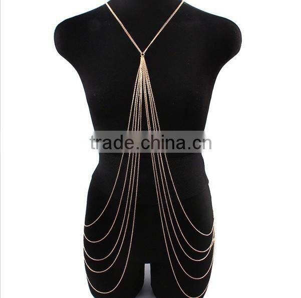2015 new fashion body chain dress