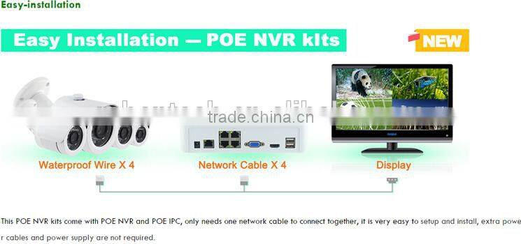 4Ch POE NVR Kit 4 1080P P2P IR Dome IP Camera Home Surveillance Monitor System
