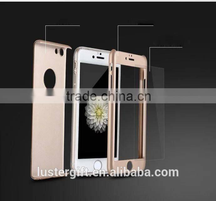 360 degree whole protective phone case with tempered glass screen protector for iPhone