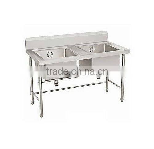 stainless steel square bench of double bowl kitchen sink