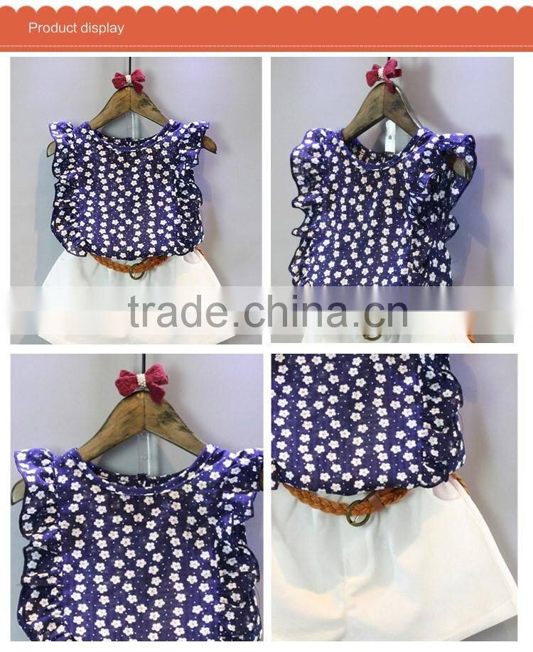 Wholesale Summer Fashionable Floral Pattern Pastoral Style Children Clothing Set for Girl