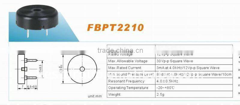 panel-mounted piezo buzzer FBPT2210
