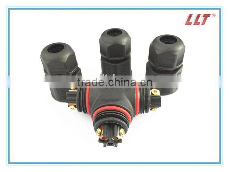 3 out IP67 wire distribution connector screw terminal Tee Connector