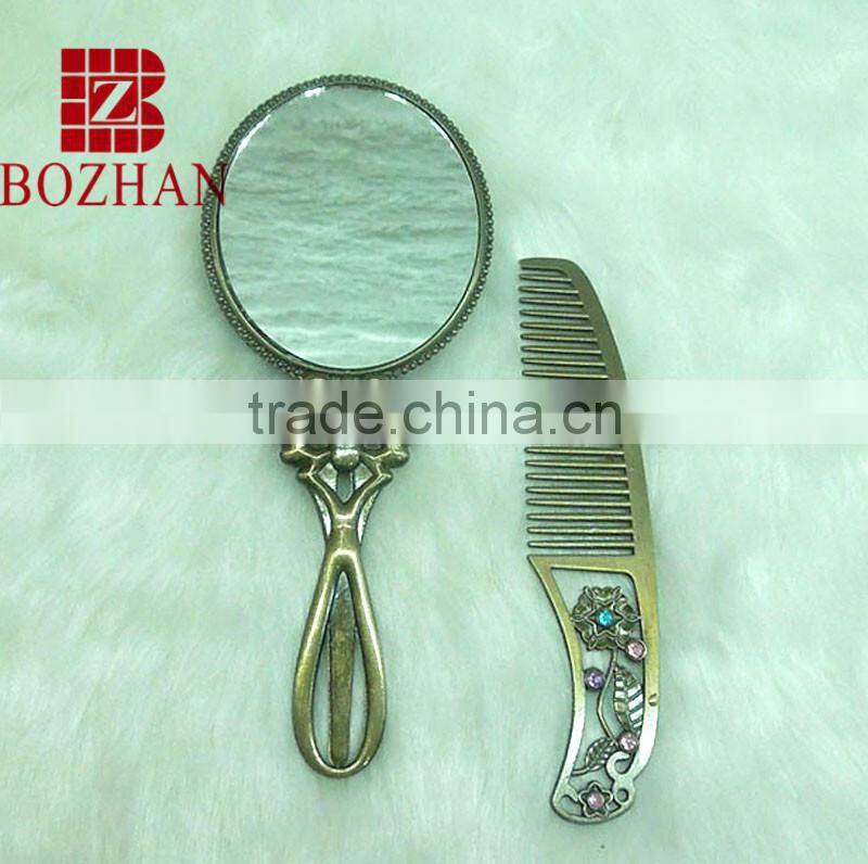 Good selling compact mirror set with rhinestone