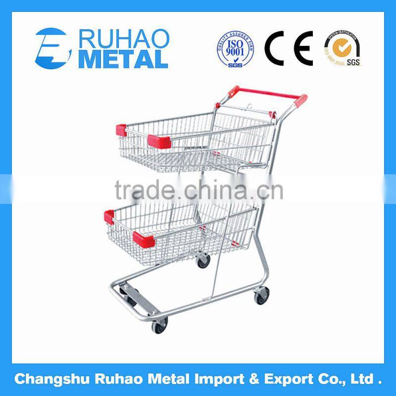 RH-SD04 Factory Custom double baskets grocery cart