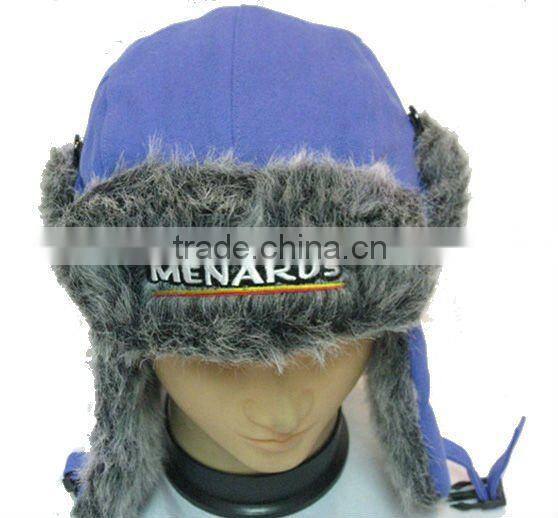 Black Faux fur Winter Hat With Earflap